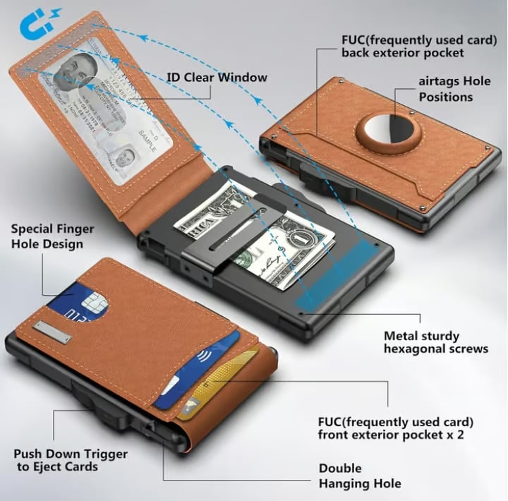 Anti - theft Aluminium Wallet Money Clip Credit Card Holder RFID Blocking Bifold Minimalist Wallet