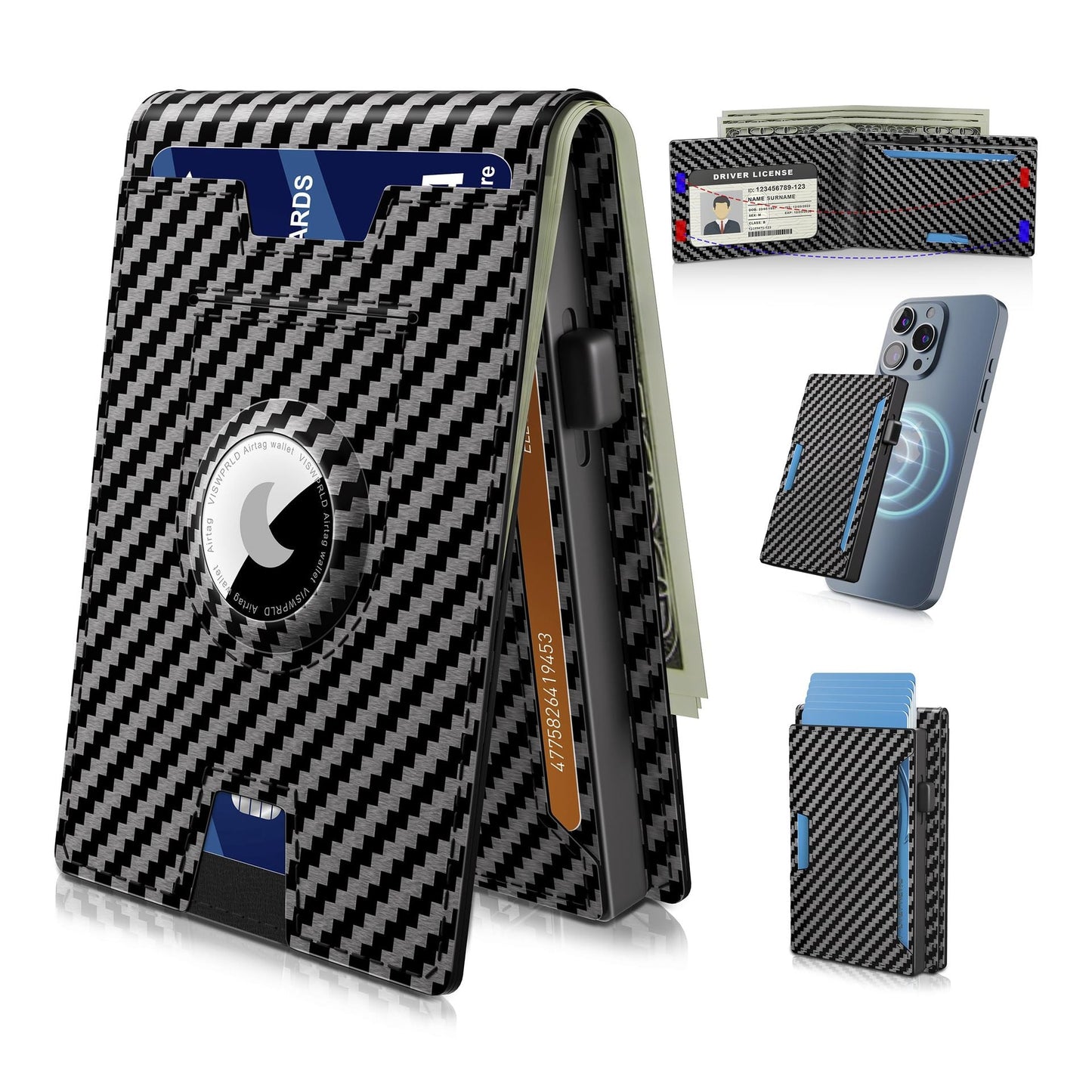 Anti - theft Aluminium Wallet Money Clip Credit Card Holder RFID Blocking Bifold Minimalist Wallet
